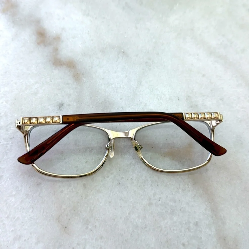 Guess Marciano GM 248 Brown and Gold Embellished Eyeglasses Frames 53 17 135